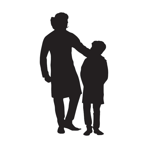 Vettore silhouette del giorno del padre e del figlio