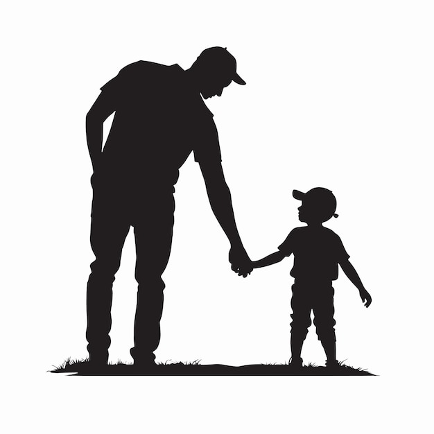 Vector father and son silhouette boy and man illustration