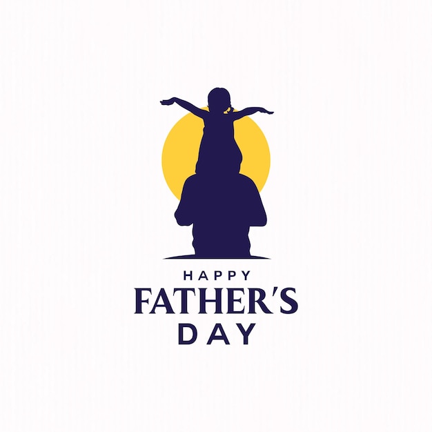 Vector father and son silhouette logo for happy fathers day