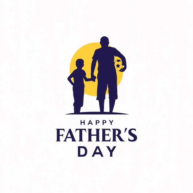 Vector father and son silhouette logo for happy fathers day