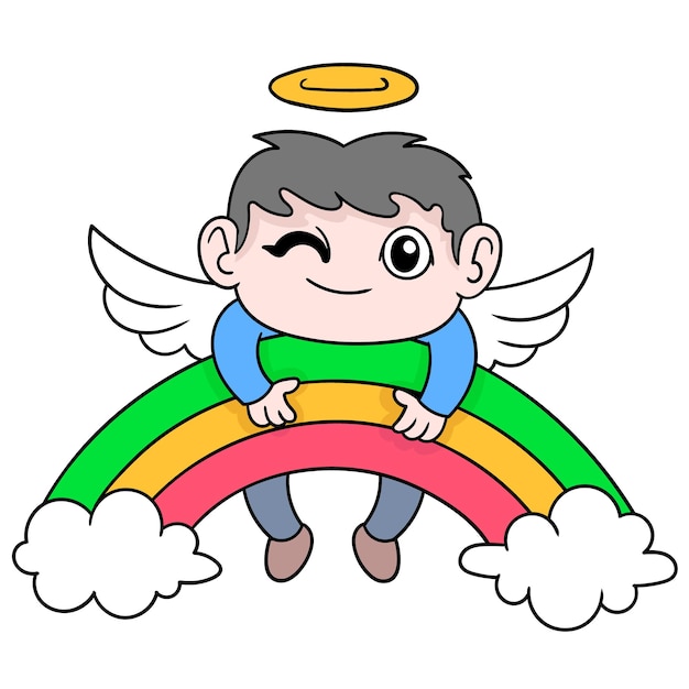 Father spirit has flown to heaven, vector illustration art. doodle icon image kawaii.