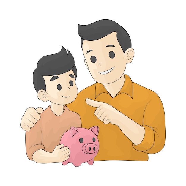 father teaching about saving