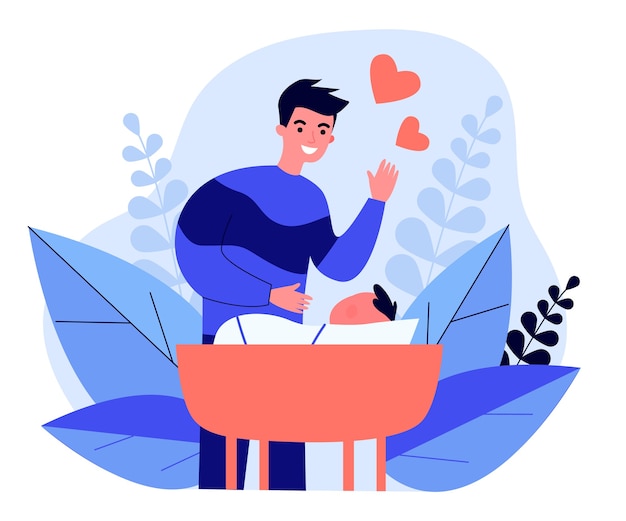 Father telling fairy tale to his baby in flat design