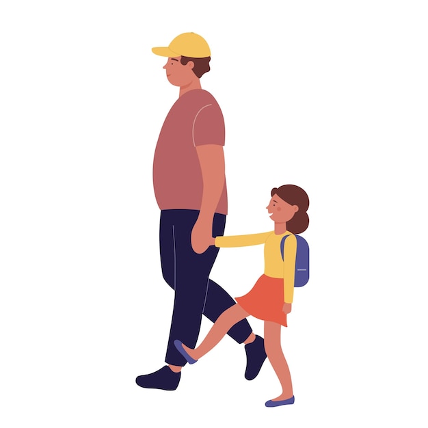 Father walking with his daughter holding hands