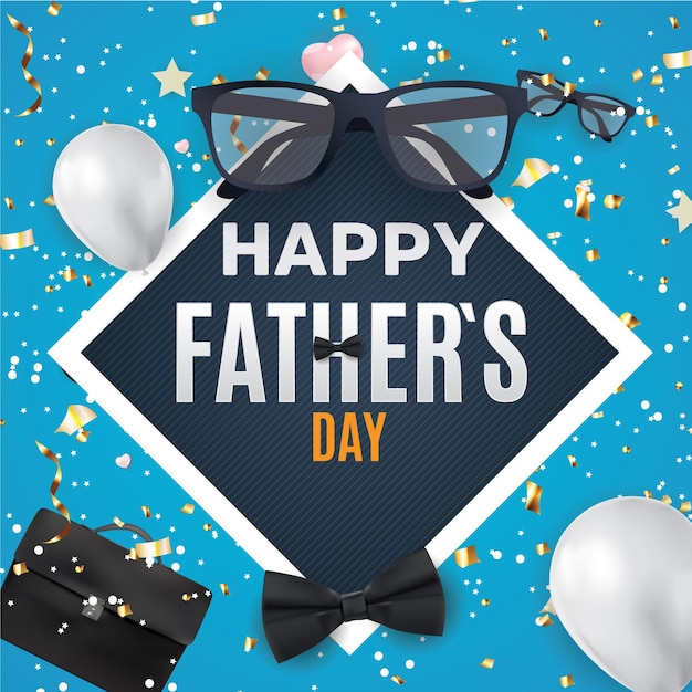 Fathers day banner design with lettering, coffee cup and paper note