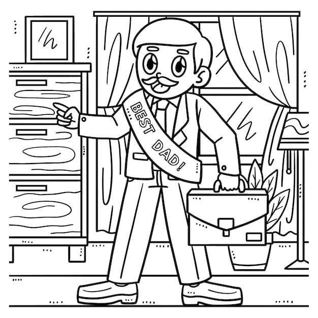 Fathers Day Best Dad Isolated Coloring Page