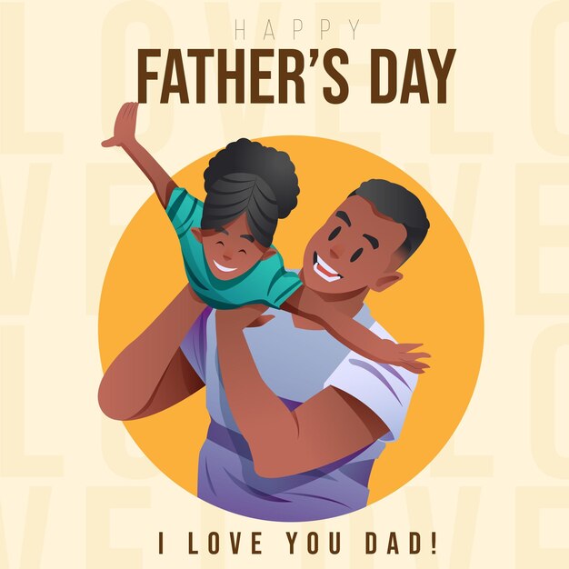 Vector fathers day black girl love layout