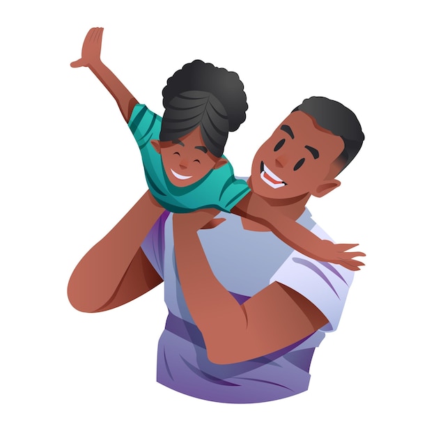 Vector fathers day black girl love