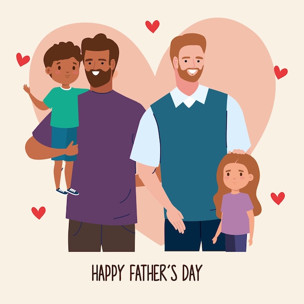 fathers day card with dads and kids