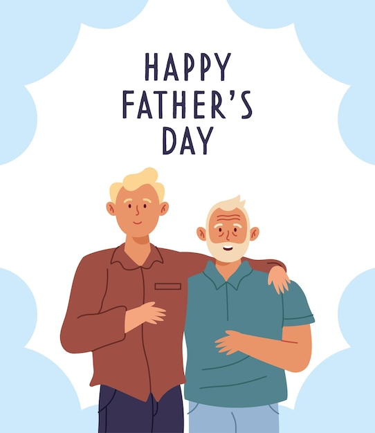 Fathers Day Illustration Flyer Father and son