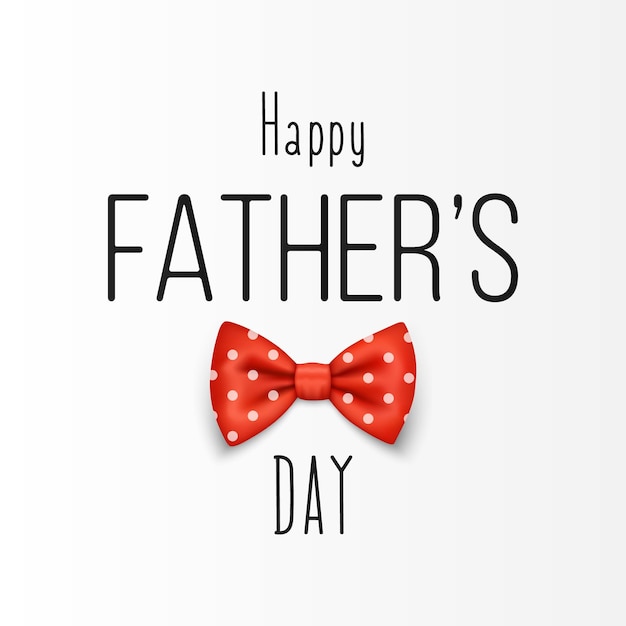 Fathers Day June 19th Vector Background Banner with Red Realistic Polka Dot Bow Tie Lettering Typography Silk Glossy Bowtie Tie Gentleman Fathers Day Holiday Concept