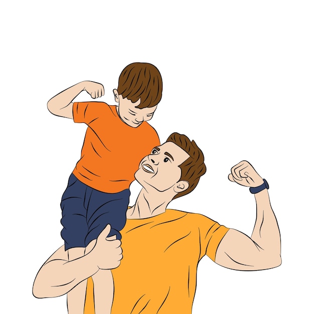 Vector fathers day man with his son illustration