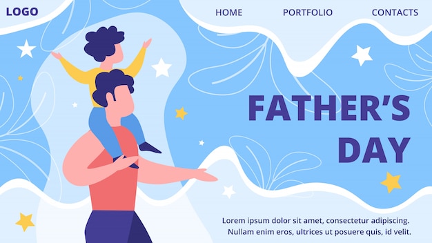 Vettore modello di sito web piatto festa del papà