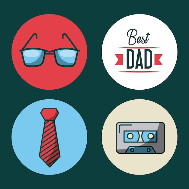 Vector fathers day related icons and lettering