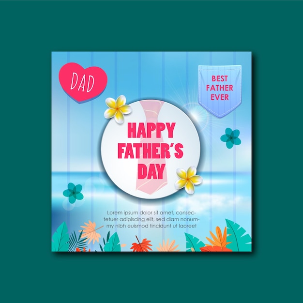 Fathers Day Social Media Banner or Post Design Template