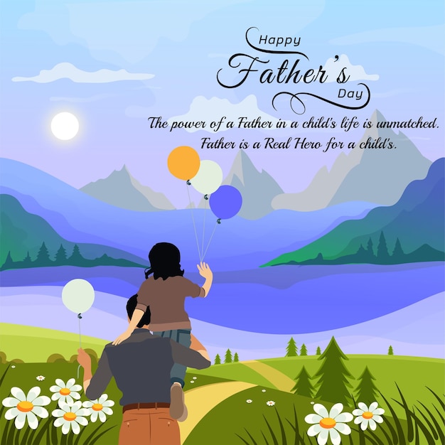 Fathers day social media Facebook banner post design template full vector EPS