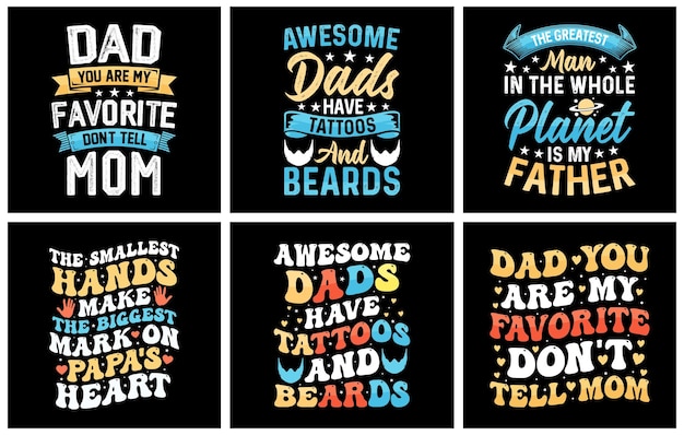 아버지의 날 티셔츠 디자인 번들, 아빠 티셔츠 디자인 세트, 타이포그래피 아버지의 날 티셔츠 디자인, h