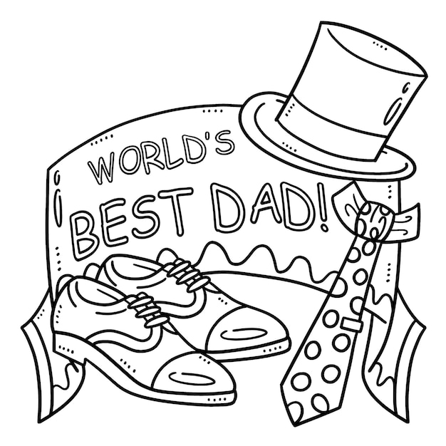 Fathers Day Worlds Best Dad Isolated Coloring Page