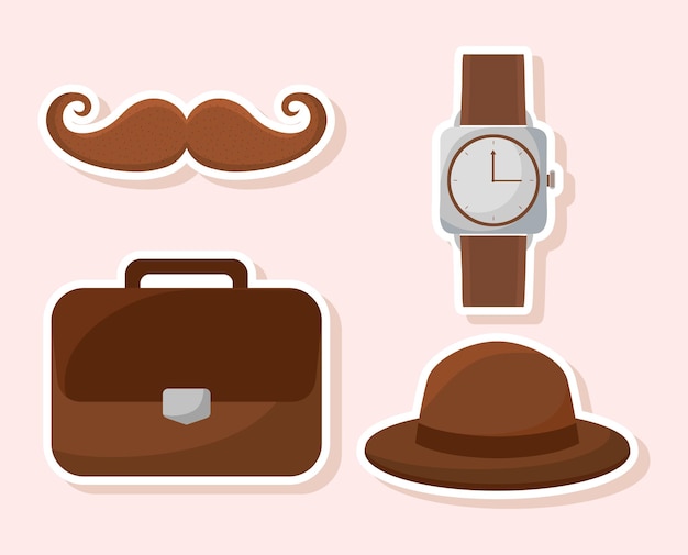 Vector fathers icons set