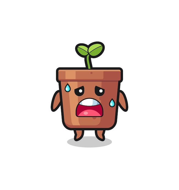 Vector the fatigue cartoon of plant pot  cute design