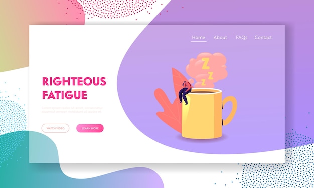 Fatigue, Procrastination Overwork Burnout Landing Page Template.