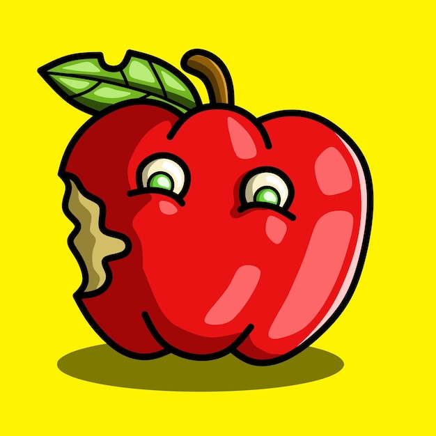 Fatty bitten apple illustration