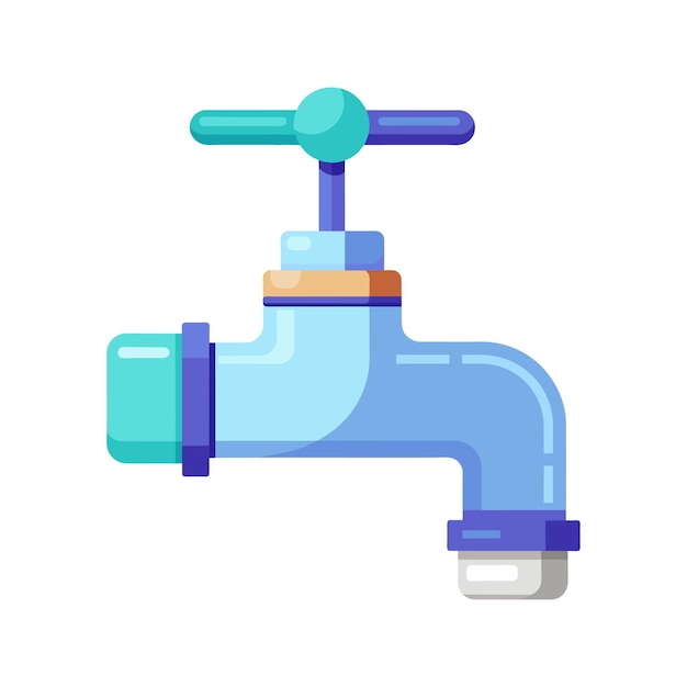 Faucet flat vector illustration on white background