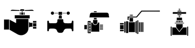 Faucet icons set Water tap collection Bathroom faucet symbol flat and line style stock vectorEPS 10