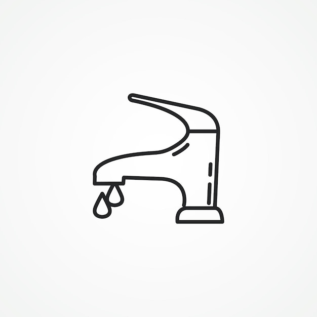 faucet line icon Dripping tap with drop line icon