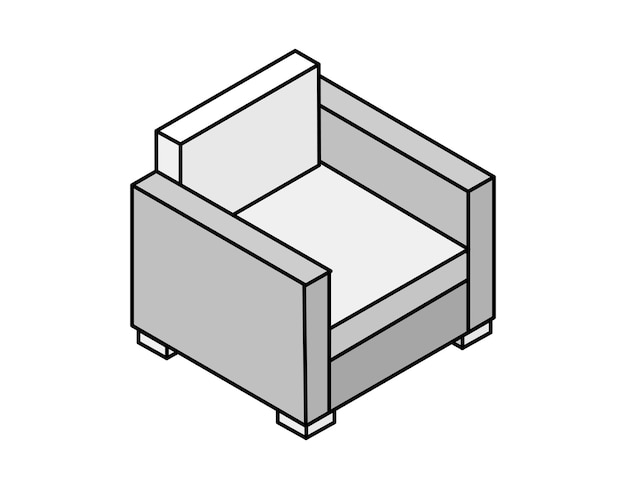 Fauteuil isometrisch ontwerp pictogram Vector web illustratie 3d kleurrijke concept