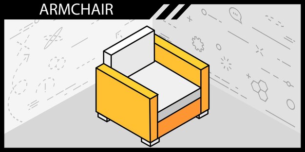 Fauteuil isometrisch ontwerp pictogram Vector web illustratie 3d kleurrijke concept