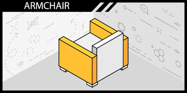 Fauteuil isometrisch ontwerp pictogram Vector web illustratie 3d kleurrijke concept