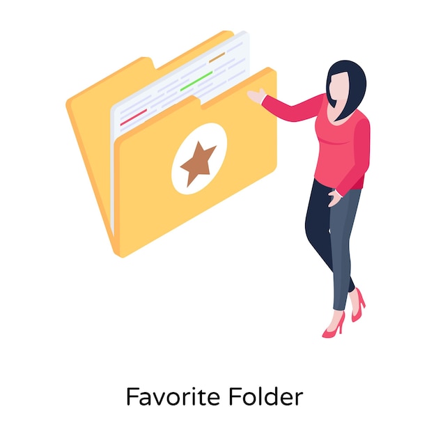 Vector favourite folder isometric illustration editable vector