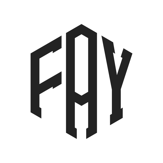 FAY 로고 디자인 이니셜 글자 FAY 모노그램 로고는 육각형 모양을 사용합니다.