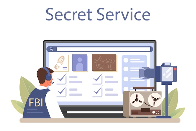 Fbi agent online service or platform police officer investigating crime