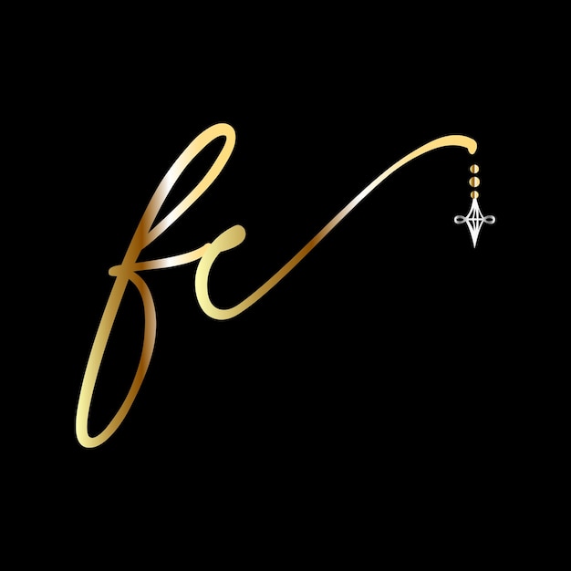 Fc eerste bruiloft logo handschrift sieraden logo sjabloon vector