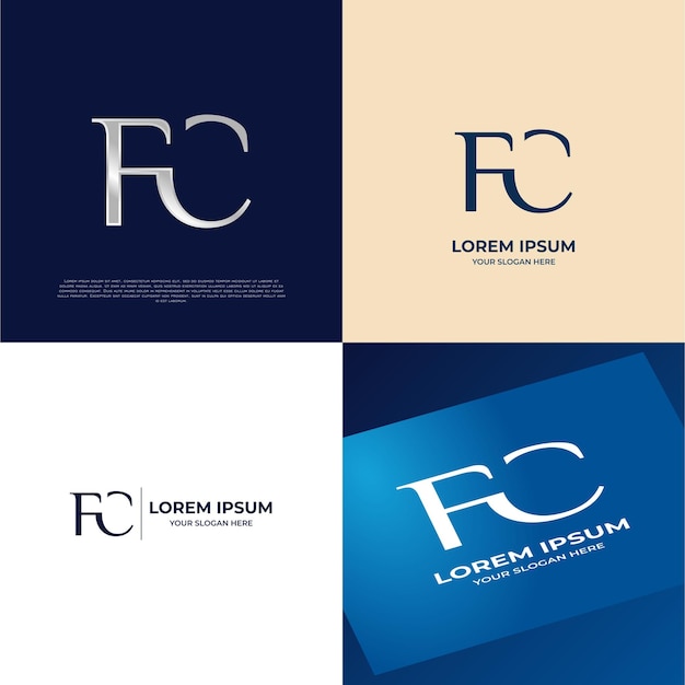 Vector fc initial lettering moderne luxe logo sjabloon voor bedrijven