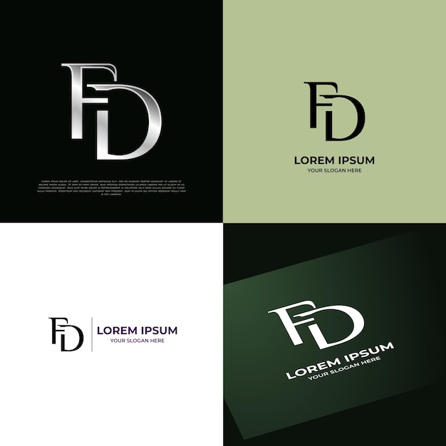 Vector fd initial modern typography emblem logo template voor bedrijven