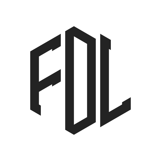 FDL ロゴ デザイン イニシャルレター FDL モノグラム ロゴ ヘクサゴン形