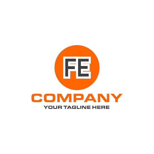 FE letter logo-ontwerp met ronde vorm