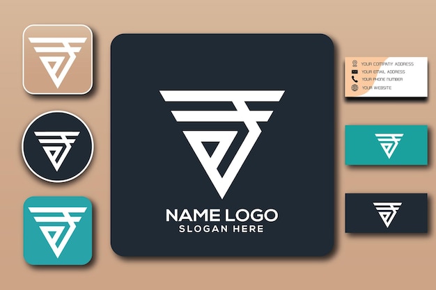 Fe monogram logo template color editable