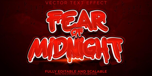 Vector fear of midnight text effect editable blood and scary text style