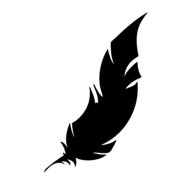 Feather of birds black feather silhouette for logo vector set