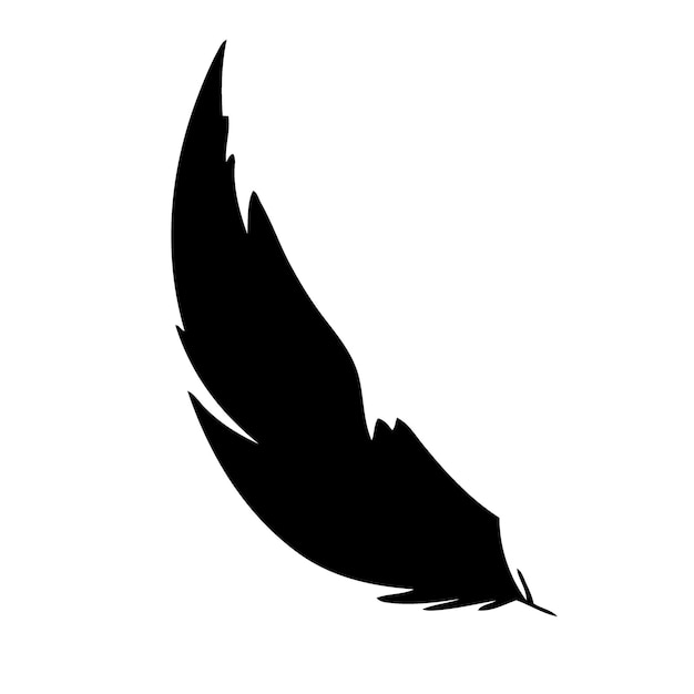 Feather of birds black feather silhouette for logo vector set