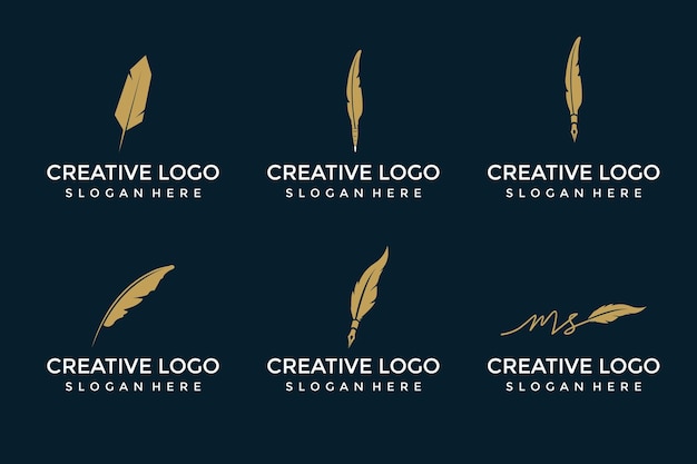 Vector feather design logo logo design template vector graphics