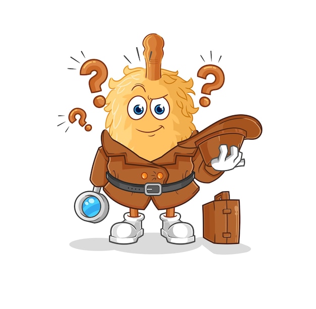 Feather duster detective vector cartoon character