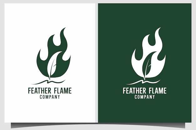 Feather flame logo design vector template