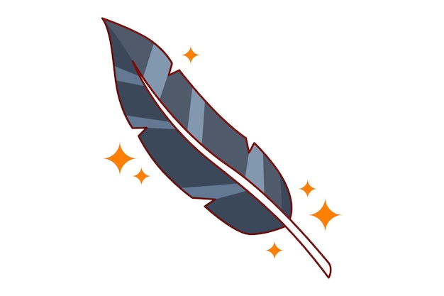 Vector feather flat fortune sticker design