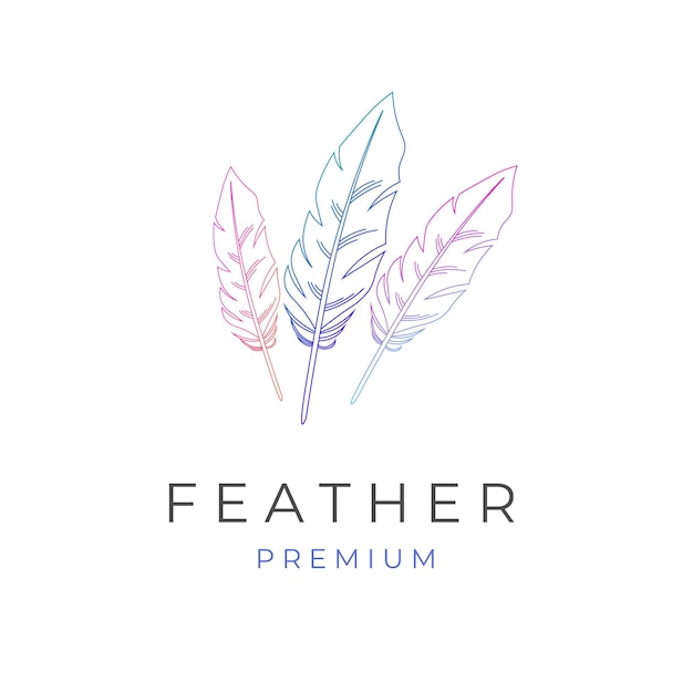 Feather Gradient Line Art Vector Illustratie Logo