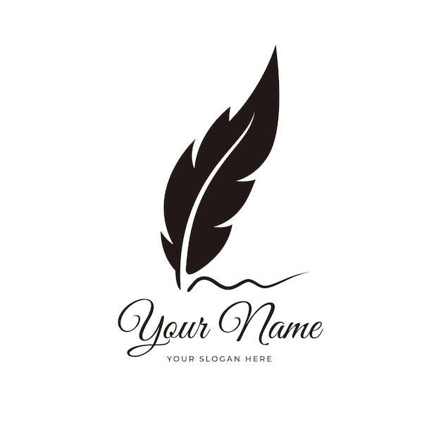 Feather ink stroke logo design mature business logo concept